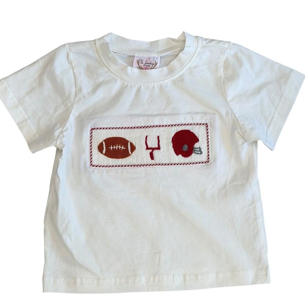 The Smocking Place Crimson Red Football Tee 2T